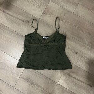 Green Lace Trim Cami Top